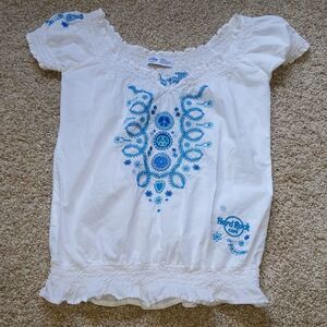 Hard Rock Cafe Munich Germany Peasant Embroidered Blouse